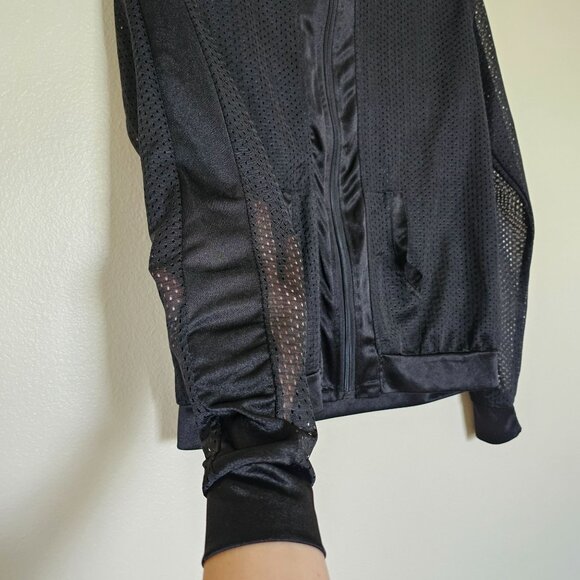 B Split Black Mesh Zip Up Bomber Jacket - Women's M - Athletic, Sheer, Sport - Picture 5 of 9